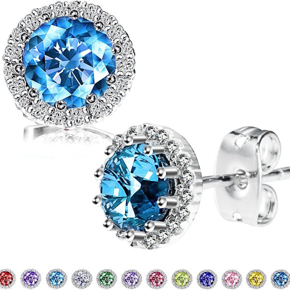 New  Garnet/January  Birthstone Stud Earrings Set, Copper Plated Cubic Z… - Picture 16 of 16